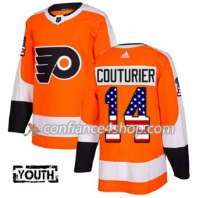 Adidas Maillot de Hockey Philadelphia Flyers Sean Couturier 14 2017-2018 Orange USA Flag Fashion Authentic - Enfant